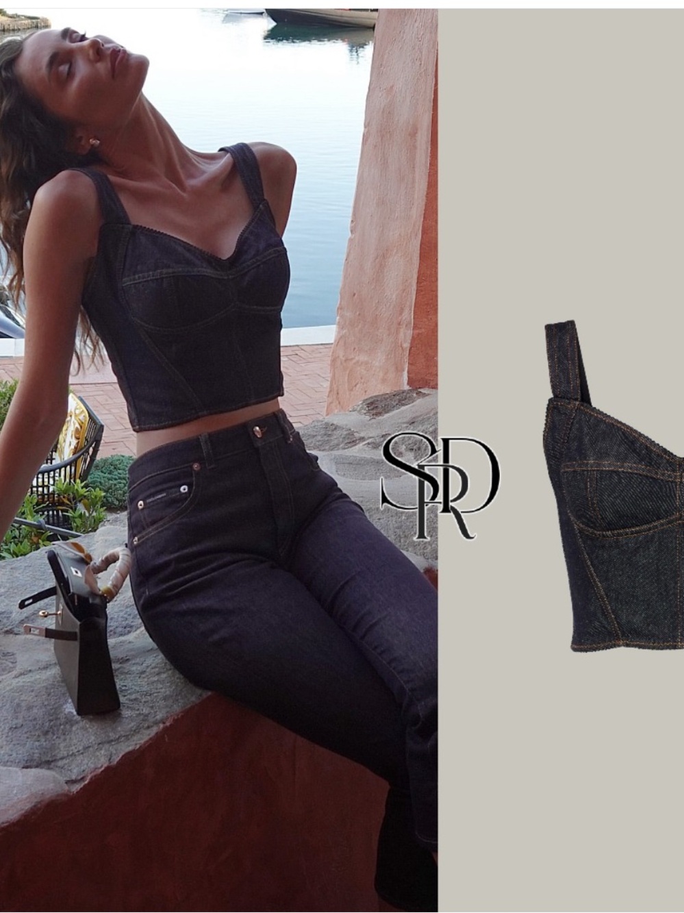 Dolce & Gabbana Navy Denim Corset Top